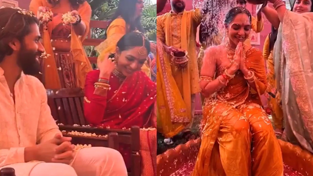 Sobhita Dhulipala kicks off her pre-wedding celebrations in red & yellow sarees for haldi