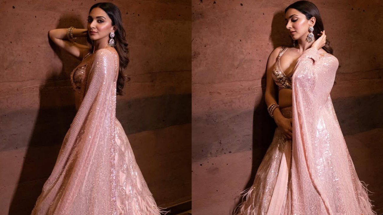 Kiara Advani in peach shimmer lehenga 