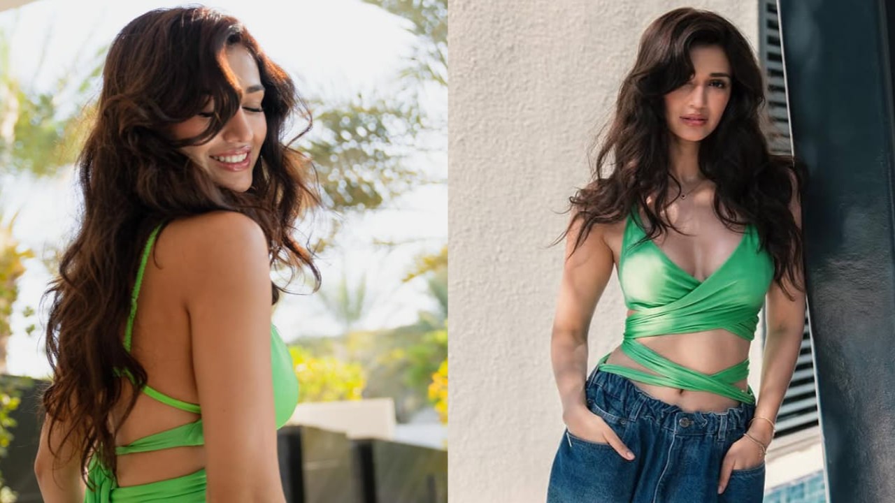 Disha Patani's vacation look in tie-up bodysuit and wide-leg denim gives us major sunny day vibes this winter