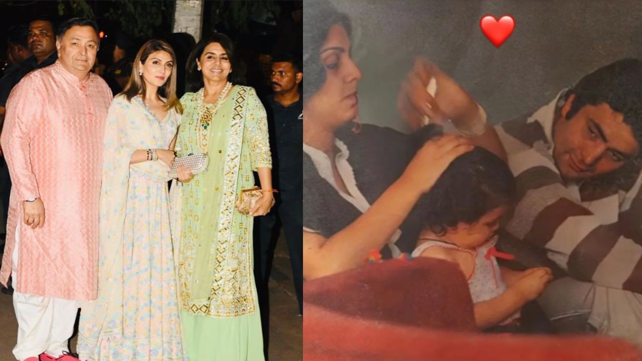 Rishi Kapoor adorably gazes at daughter Riddhima Kapoor Sahni as Neetu Kapoor does her hair in this perfect THROWBACK pic; check out