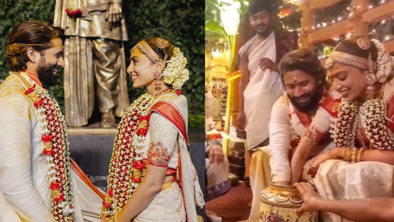 WATCH: Naga Chaitanya and Sobhita Dhulipala fight against each other to find ring in post-wedding game ritual