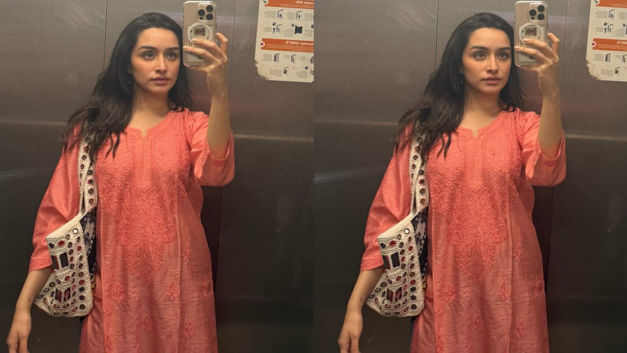 Shraddha Kapoor in orange chikankari kurta