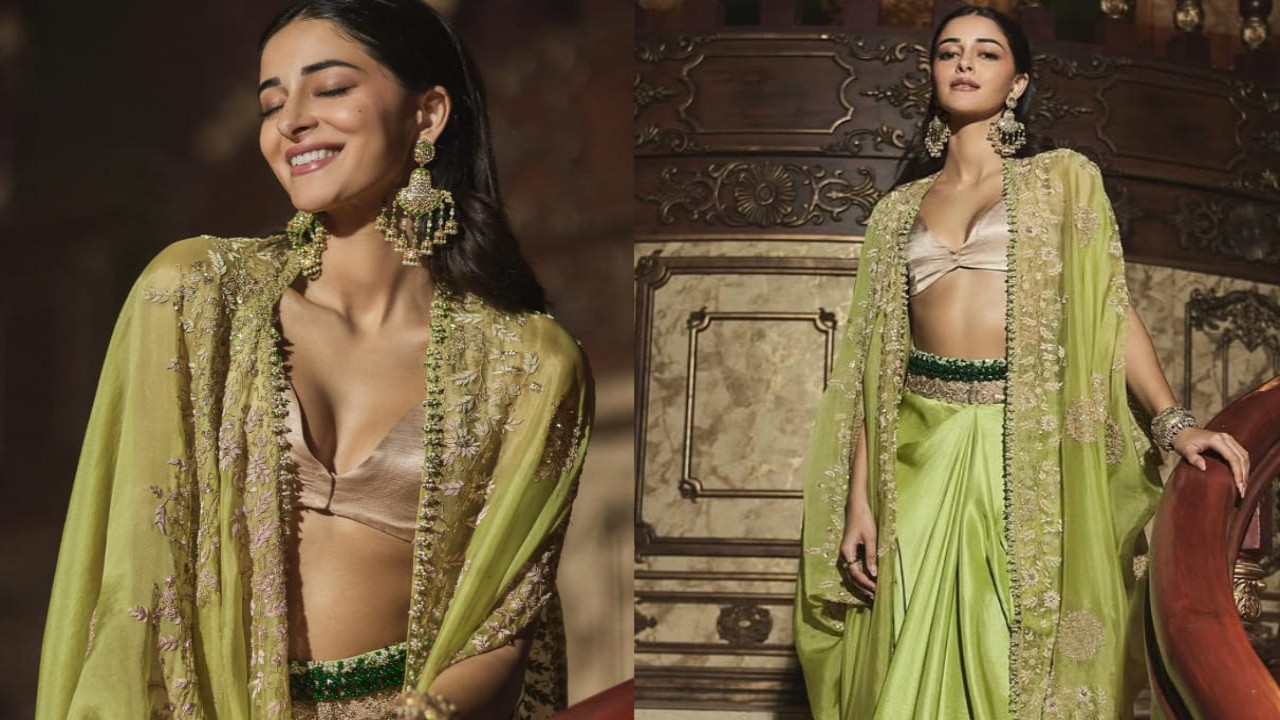 Ananya Panday’s green lehenga + cape combo is serving tradition with a twist and you need to take notes