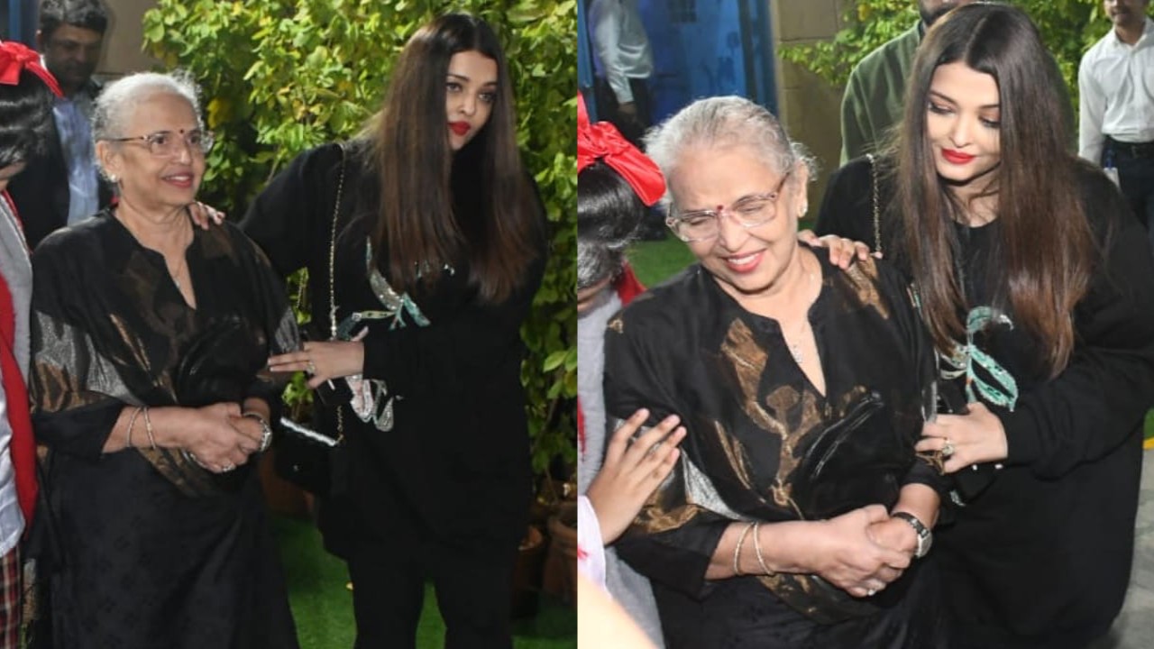  Aishwarya Rai arrived at Aaradhya’s annual function, keeping her all-black outfit streak strong. 