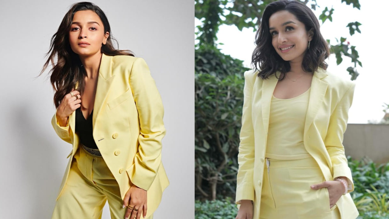 Alia Bhatt and Shraddha Kapoor both were spotted wearing similar yellow pantsuits. 