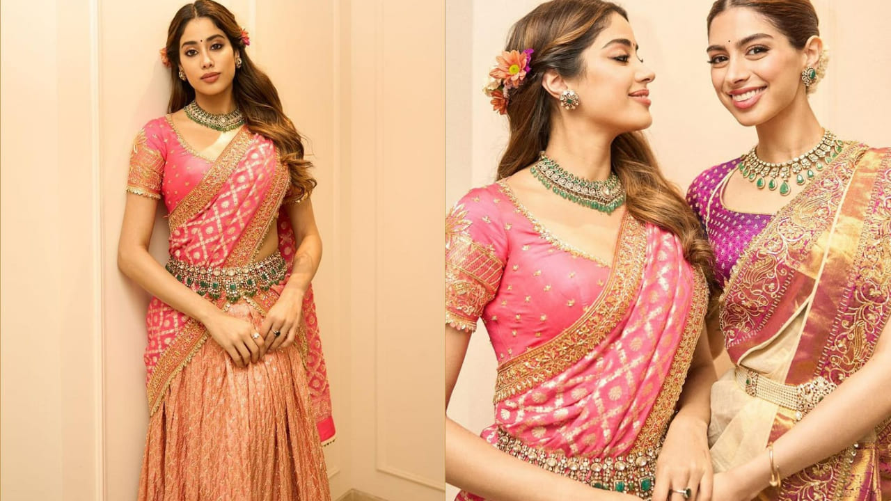 Learn how to drape saree in lehenga style straight from Janhvi to Khushi Kapoor's lookbook