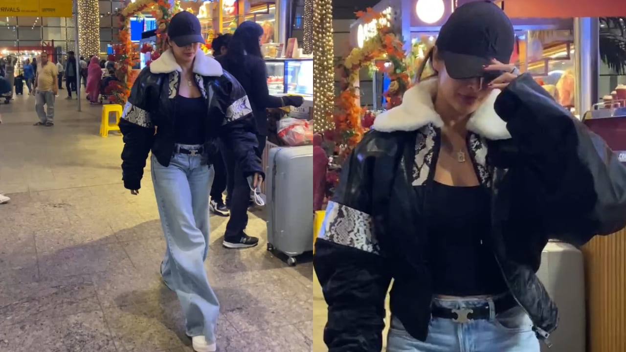 Malaika Arora's airport look in Rs 34,000 snakeskin jacket & flared denim is a big SLAY (Source: Pinkvilla)