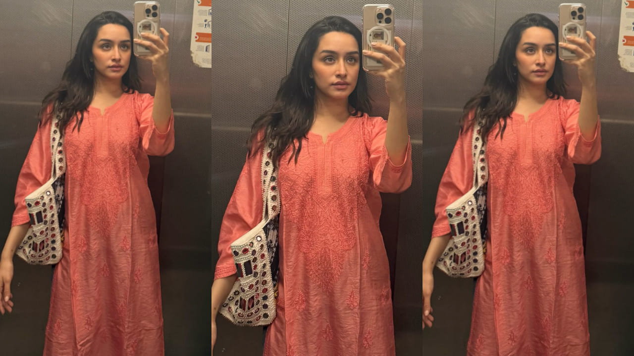 Shraddha Kapoor in orange chikankari kurti 