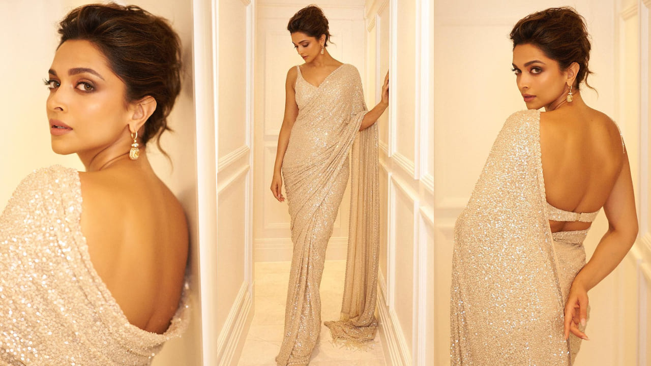 Deepika Padukone in shimmery saree