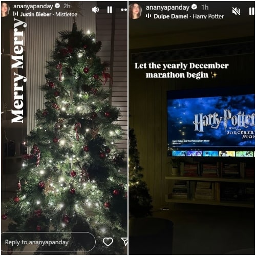 Ananya Panday is Christmas-ready with her decorated tree, kickstarts ‘yearly December marathon’ with Harry Potter and the Sorcerer's Stone; PICS