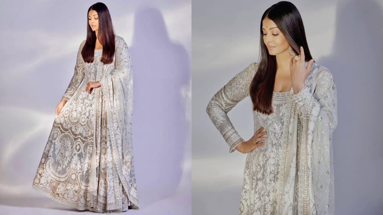 Aishwarya Rai Bachchan in white anarkali