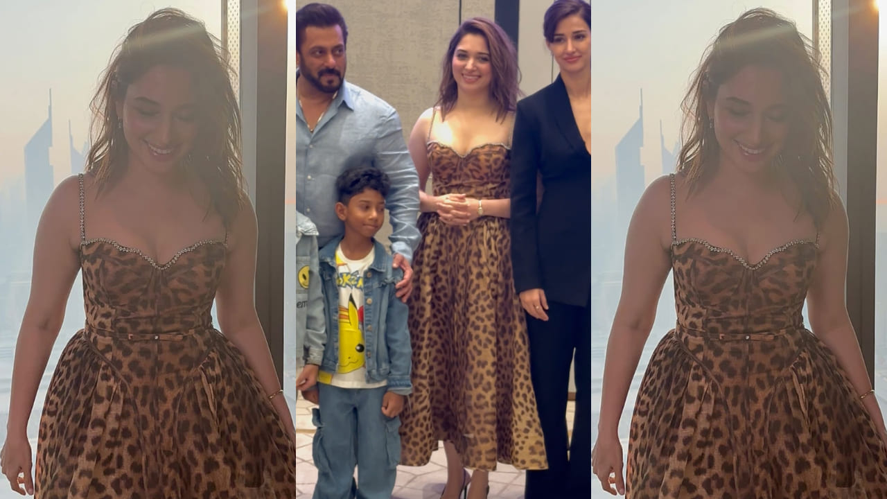 Tamannaah Bhatia serves a fun and fierce look in a leopard-print dress in Dubai and it’s worth pinning for party season 