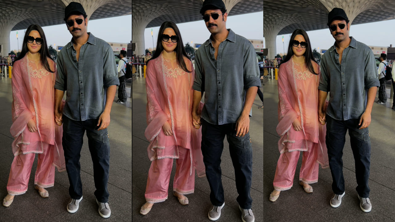 Katrina Kaif wears simple traditional dress at airport with Vicky Kaushal and still manages to look elegant