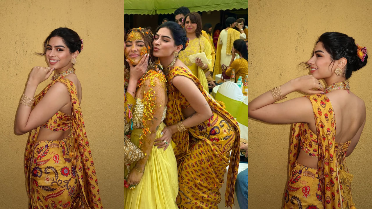 Khushi Kapoor in pre-draped saree worth Rs 23K is the perfect haldi outfit you must have this wedding season