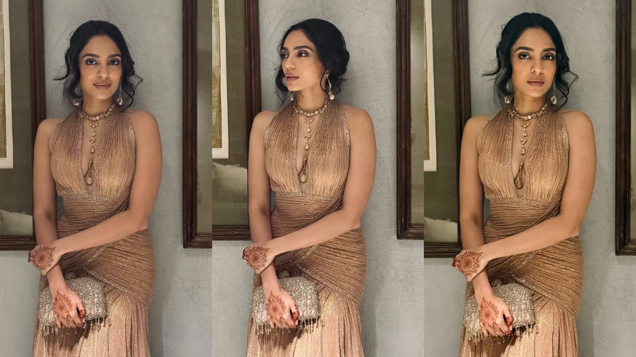 Sobhita Dhulipala oozes glam in a Rs 1 lakh Tarun Tahiliani draped gown at her post-wedding cocktail event