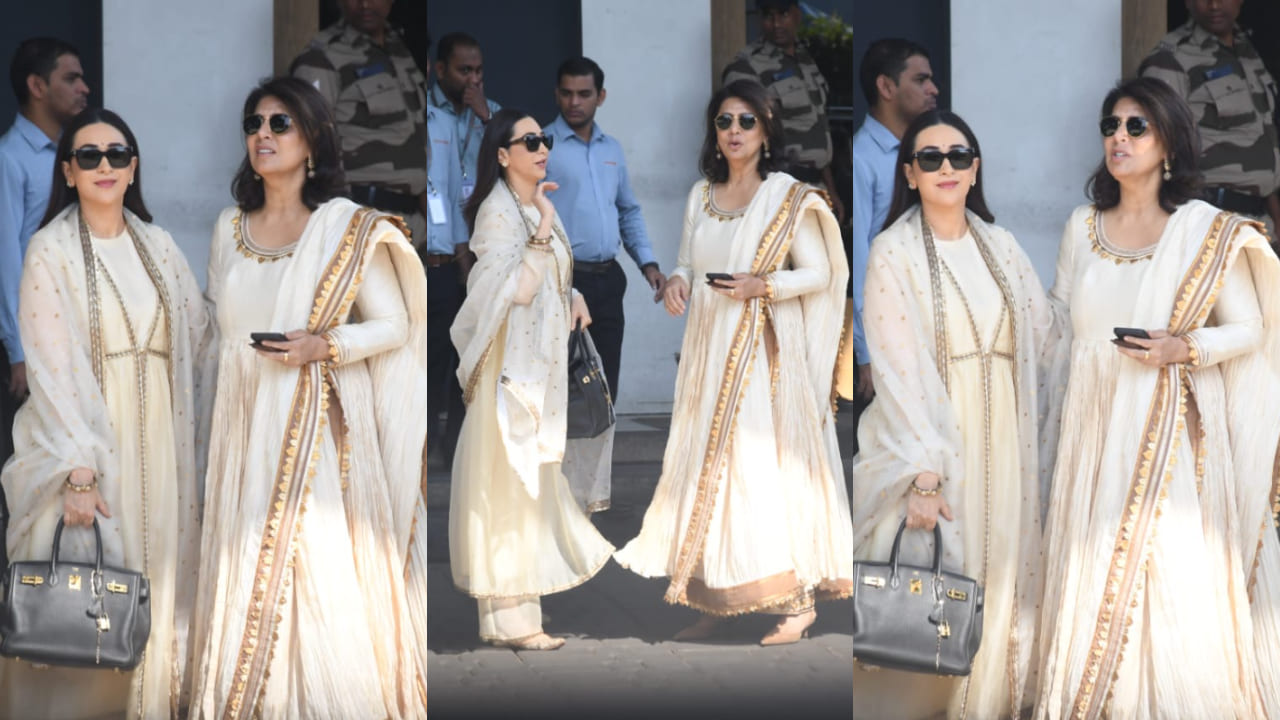 Kareena and Karisma both were spotted at the airport dressed in their ethnic best as they headed to Delhi