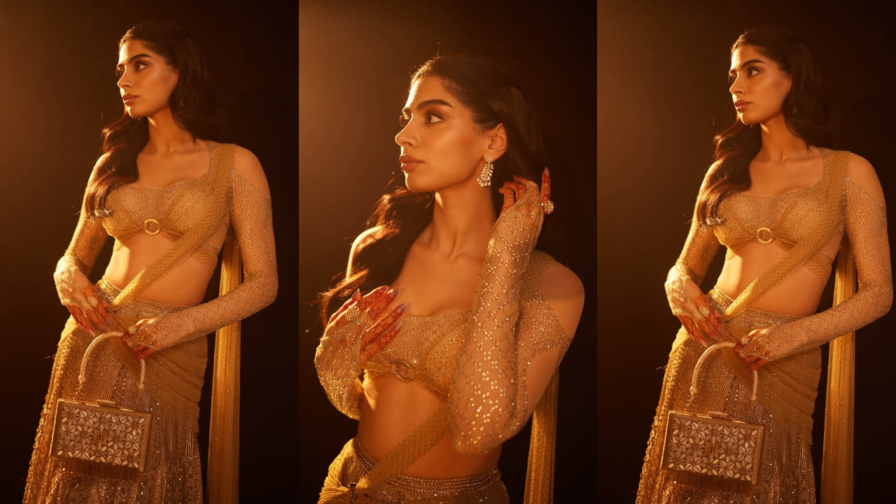 Khushi Kapoor’s Rs 4 lakh Tarun Tahiliani saree with floor-length pallu and architectural design sets a new bar for festive style