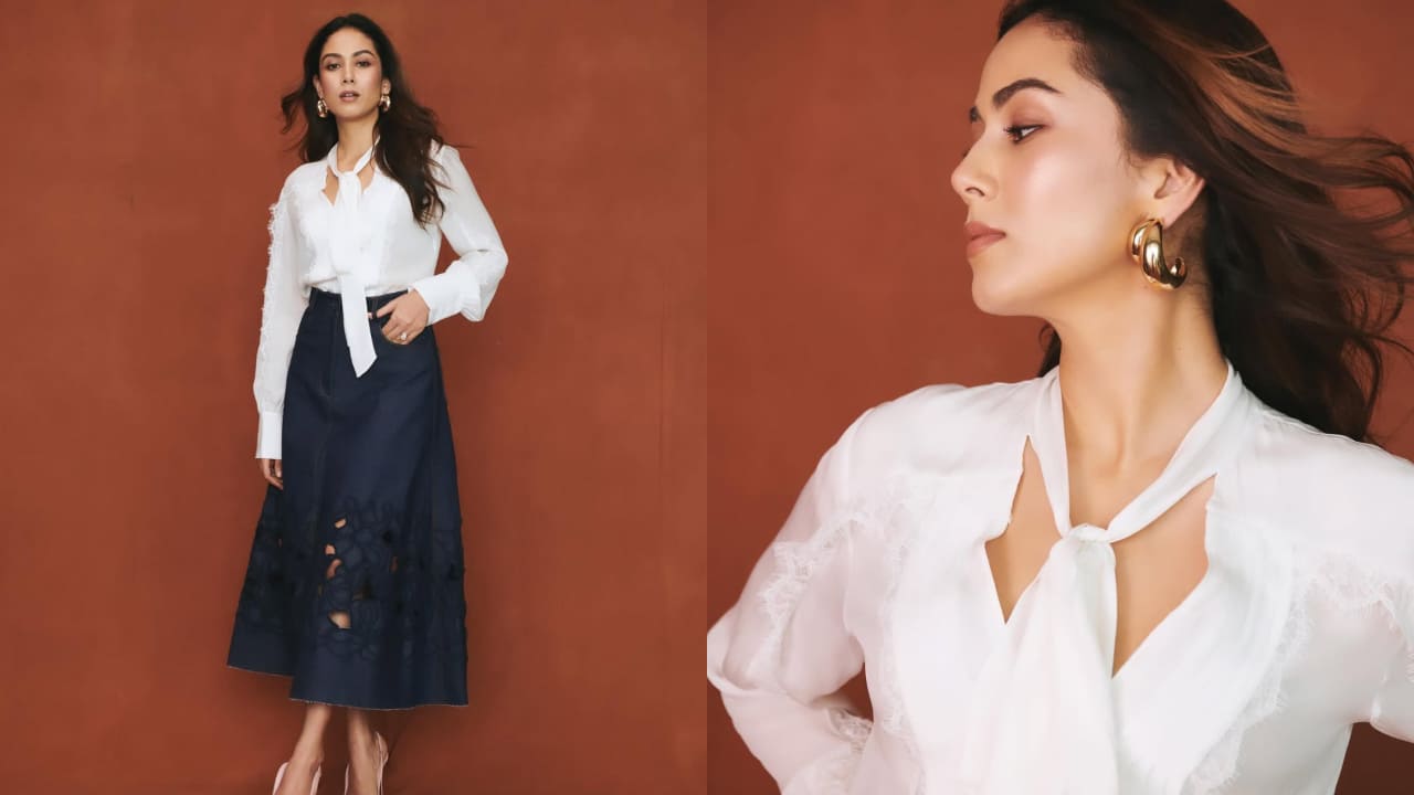 Mira Kapoor in long denim skirt