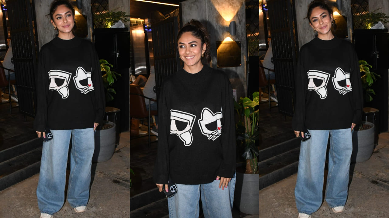 Mrunal Thakur in the cozy, casual black and blue combination shows that winter fashion goes beyond the layers