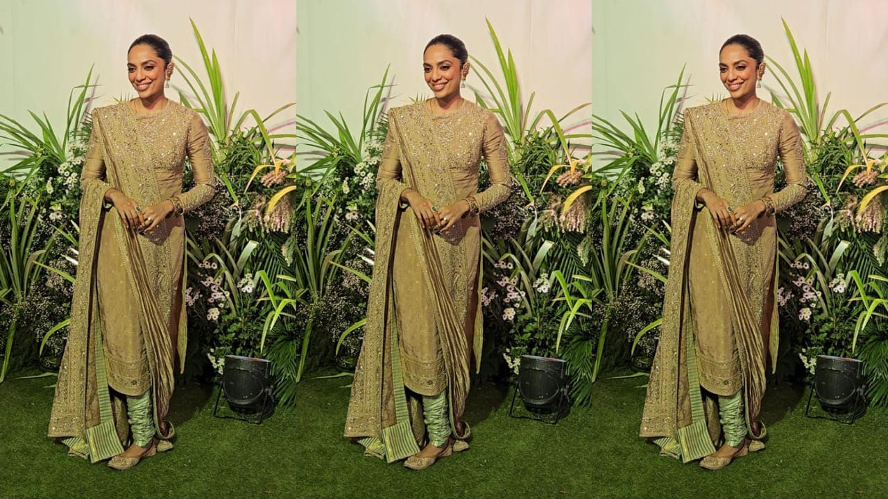 Sobhita Dhulipala exudes royalty in custom kurta with Hyderabadi Khada dupatta at a wedding reception alongside Naga Chaitanya