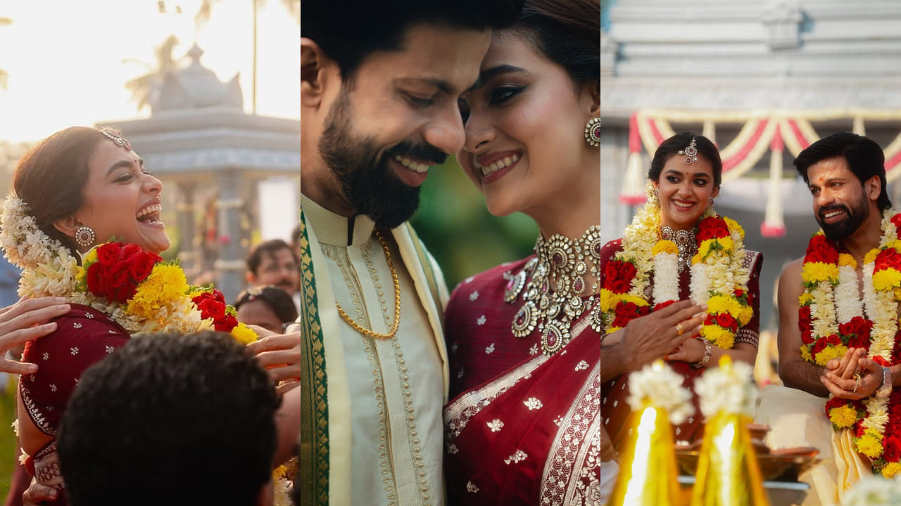 Keerthy ties the knot with Antony Thattil in a South Indian wedding with 2 bridal looks 