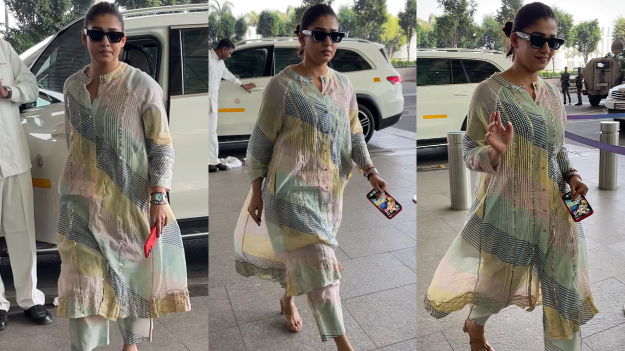 Nayanthara was spotted at the airport clad in a multicolored kurta set and it screams comfort and class