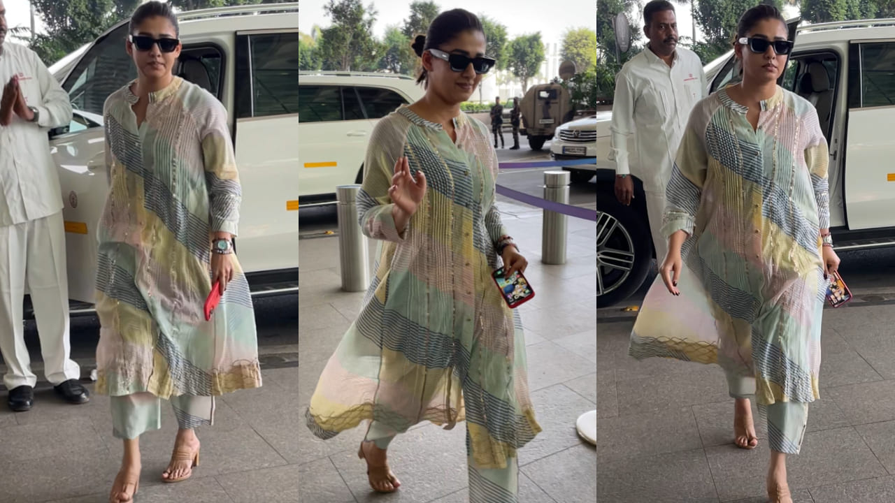 Nayanthara was spotted at the airport clad in a multicolored kurta set and it screams comfort and class