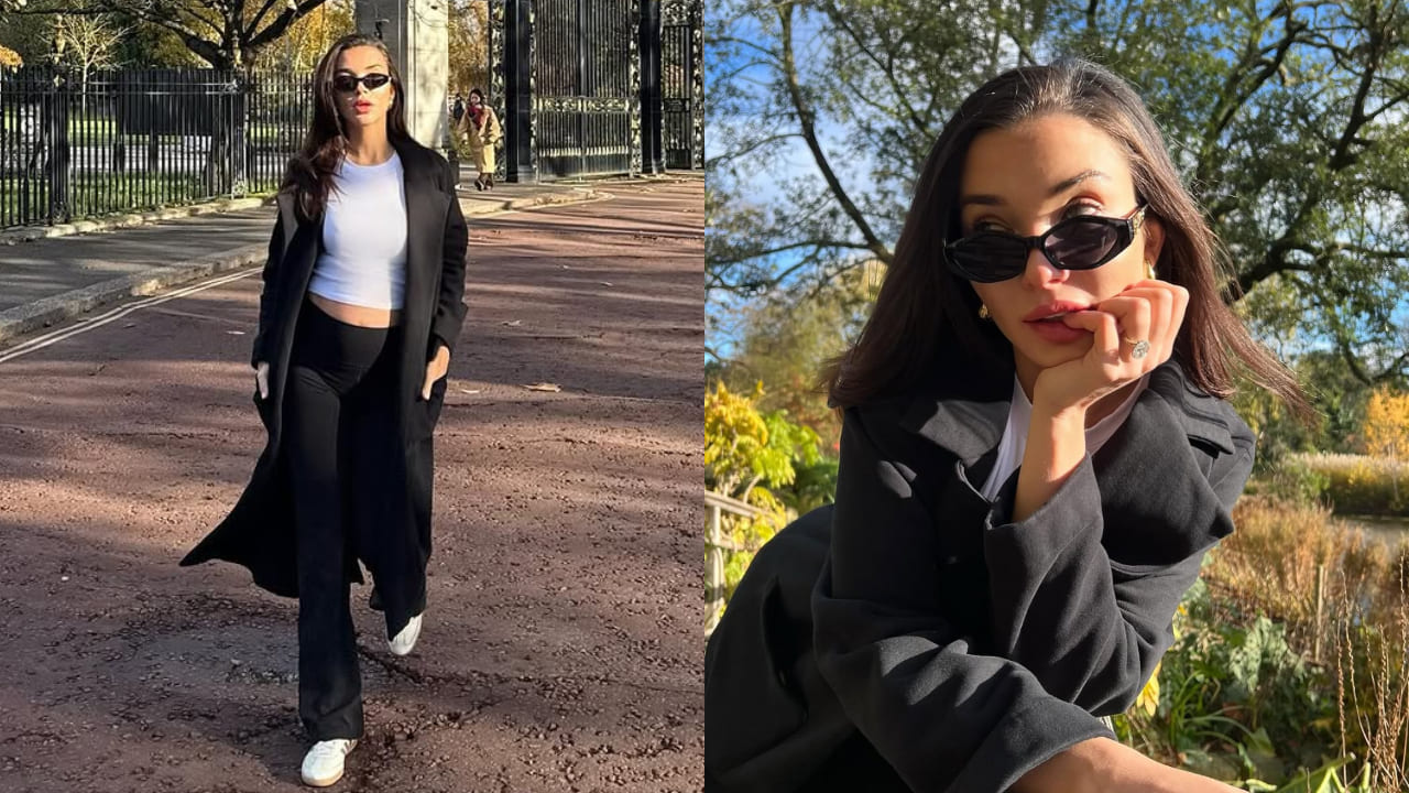 Mom-to-be Amy Jackson's maternity style in classic black-and-white combination serves as guide for all pregnant ladies