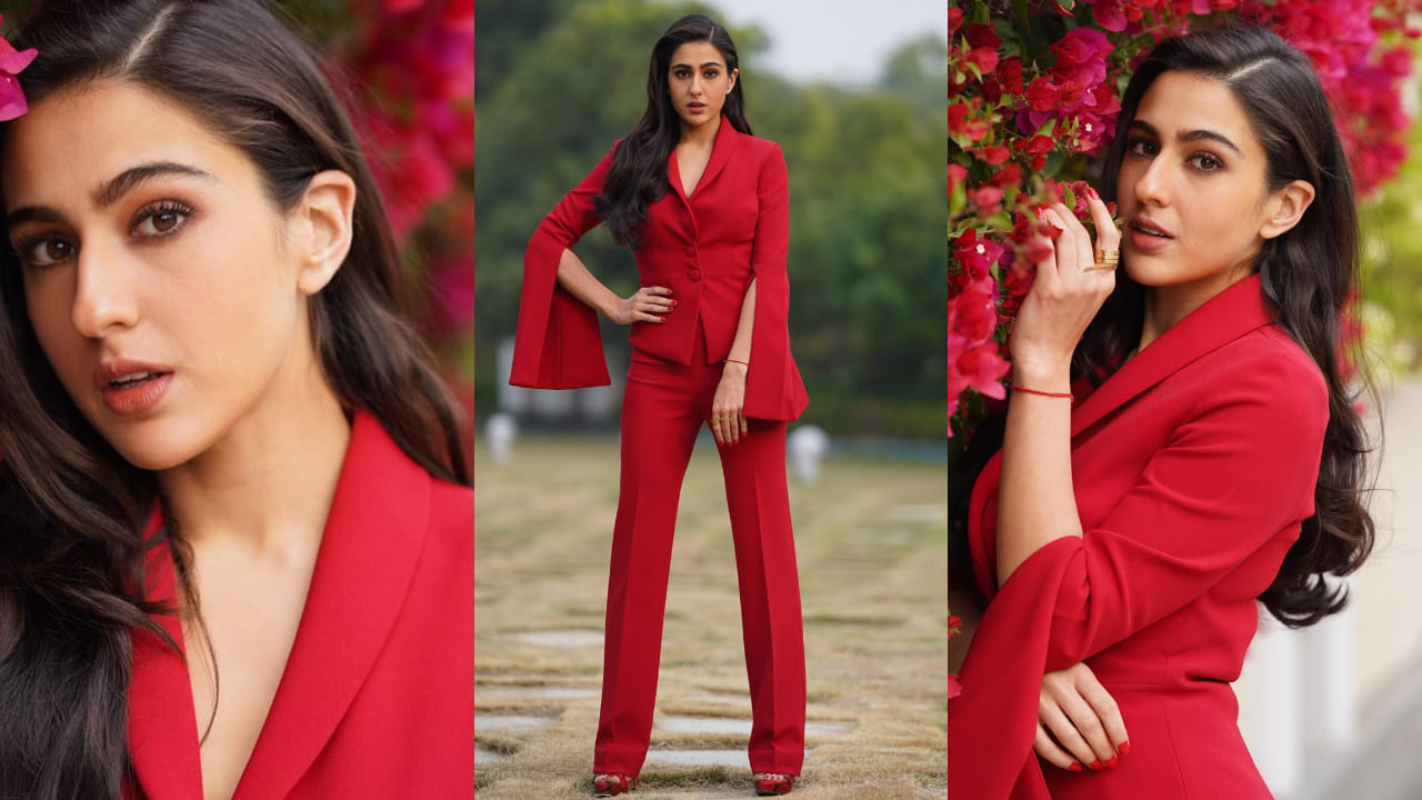 Sara Ali Khan in red pantsuit 