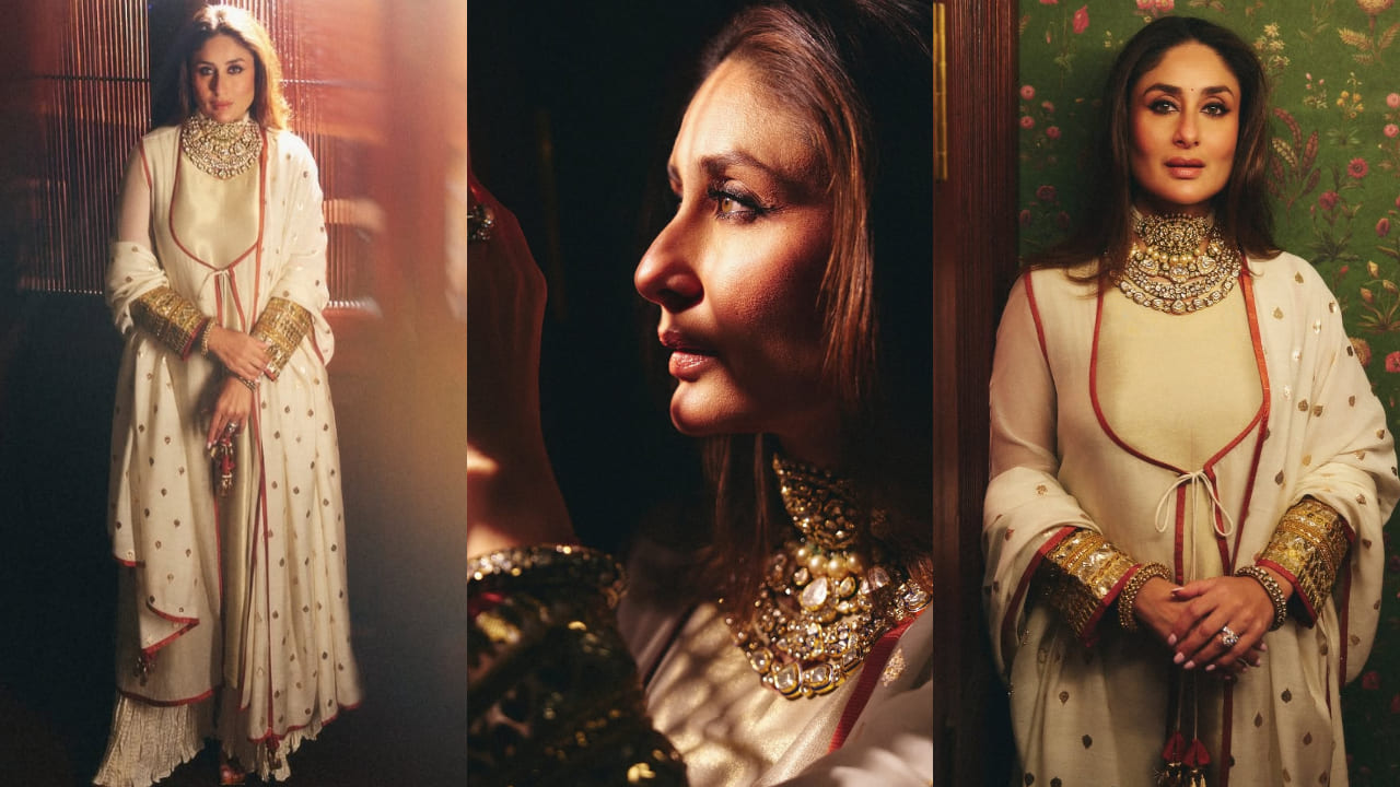 Kareena Kapoor Khan in white jacket kurta