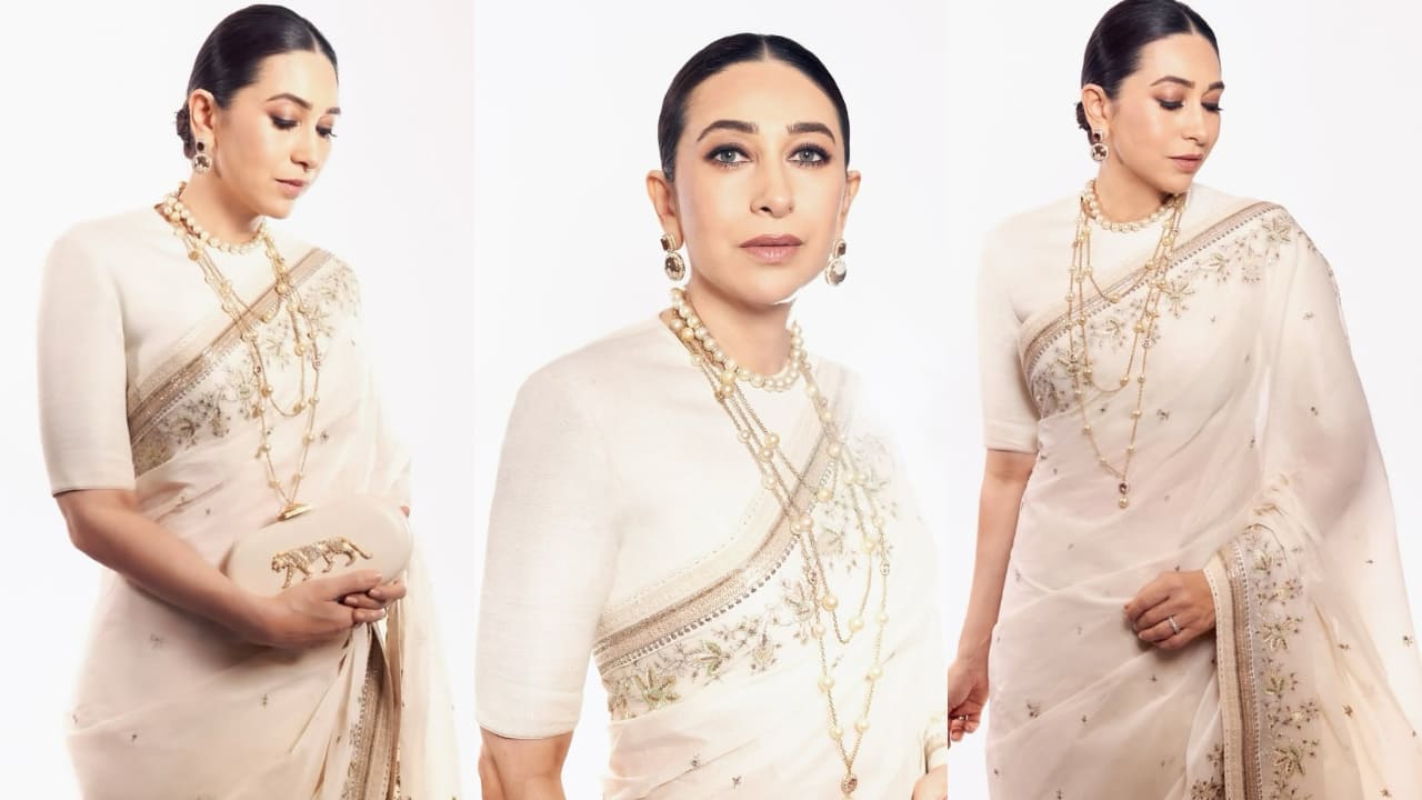 Karisma Kapoor in ivory saree 