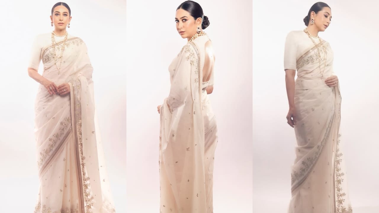 Karisma Kapoor in ivory saree 