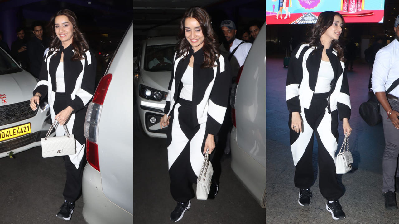 Shraddha Kapoor's airport look in black and white co-ord set and Chanel bag proves winter fashion is never boring when done right