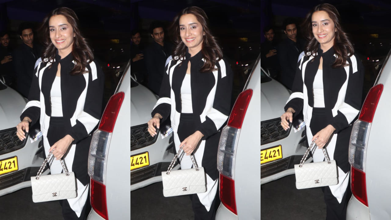 Shraddha Kapoor's airport look in black and white co-ord set and Chanel bag proves winter fashion is never boring when done right