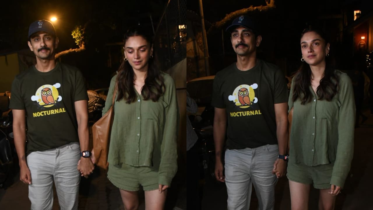 Aditi Rao Hydari exudes effortless sporty vibes in olive green co-ord set and minimal accessories as she steps out with Siddharth