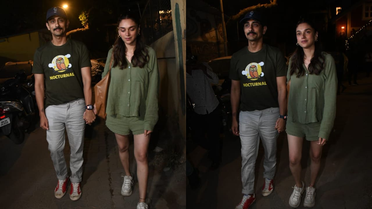 Aditi Rao Hydari exudes effortless sporty vibes in olive green co-ord set and minimal accessories as she steps out with Siddharth