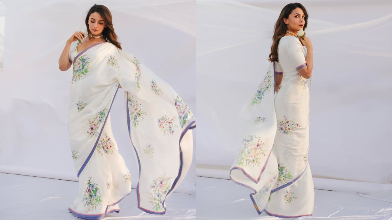 Alia Bhatt exudes effortless charm in her rich white saree at the 100th birthday celebration of Raj Kapoor