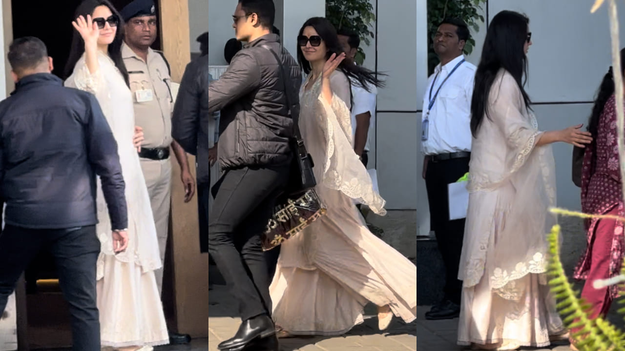 Katrina Kaif at airport in white suit set 