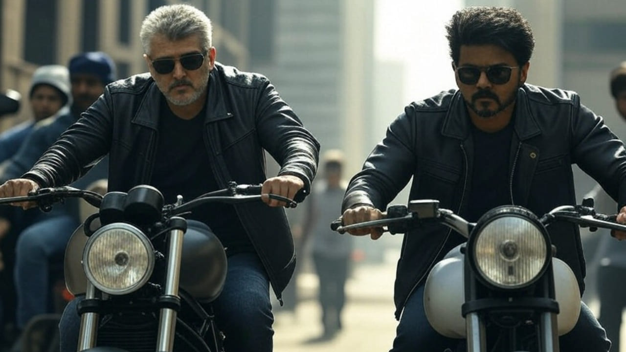 Imagine Thalapathy Vijay and Ajith Kumar appearing in a movie together, portraying high-octane action avatars