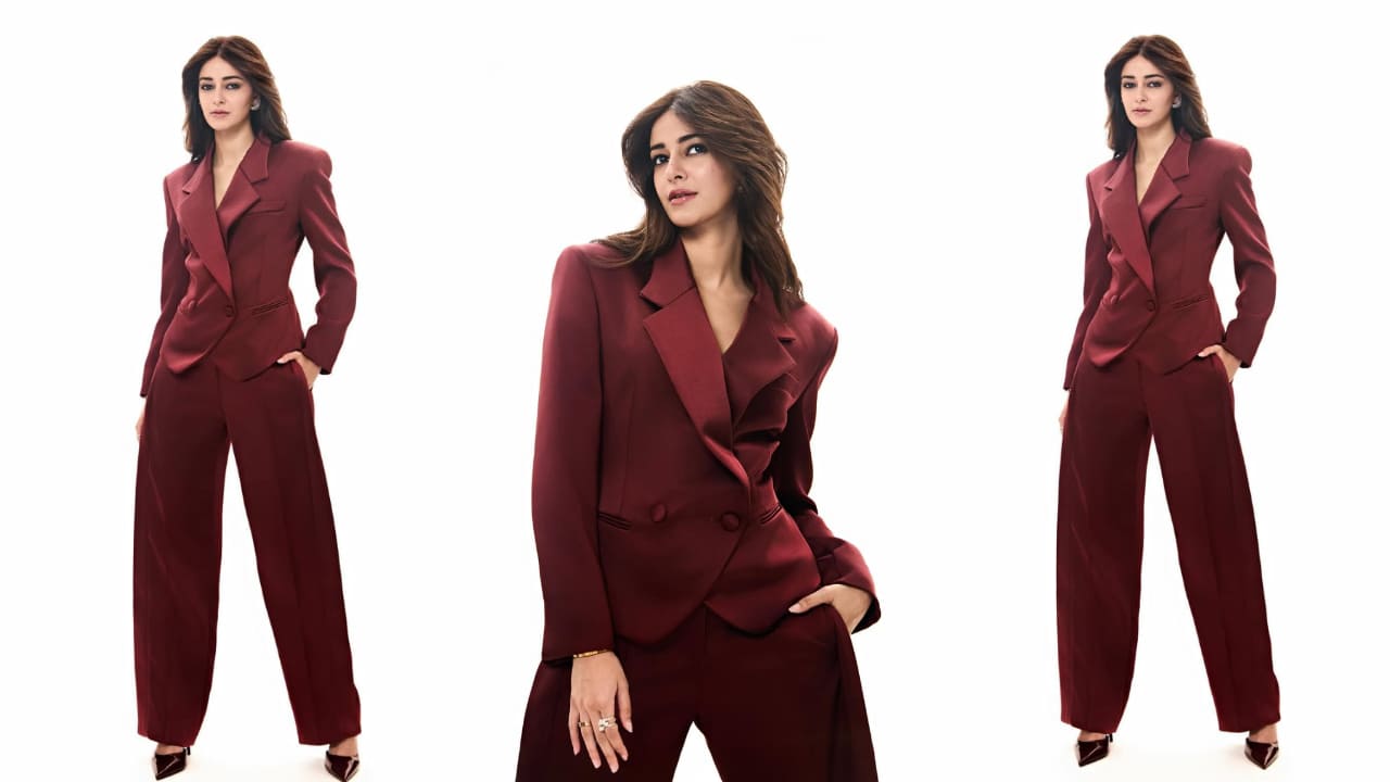 Ananya Panday is the real-life Bae stealing the show with her maroon pantsuit, perfect for smooth transition from office to Christmas party