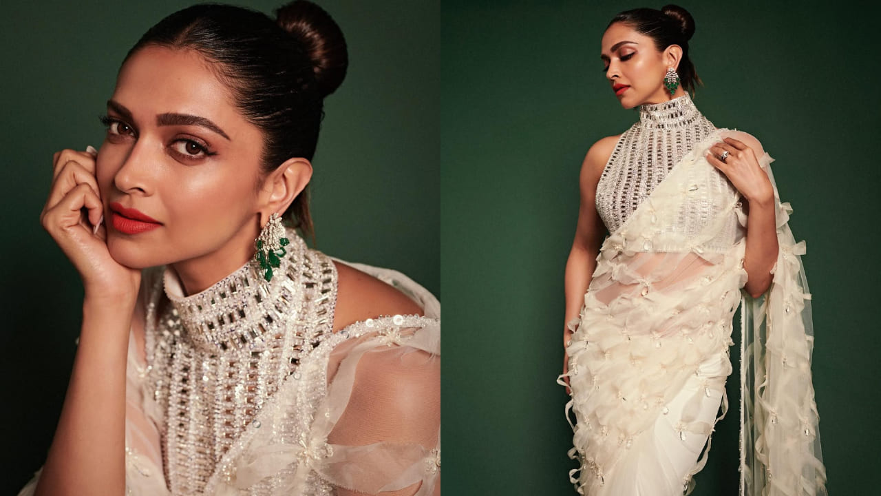 Deepika Padukone in sheer saree