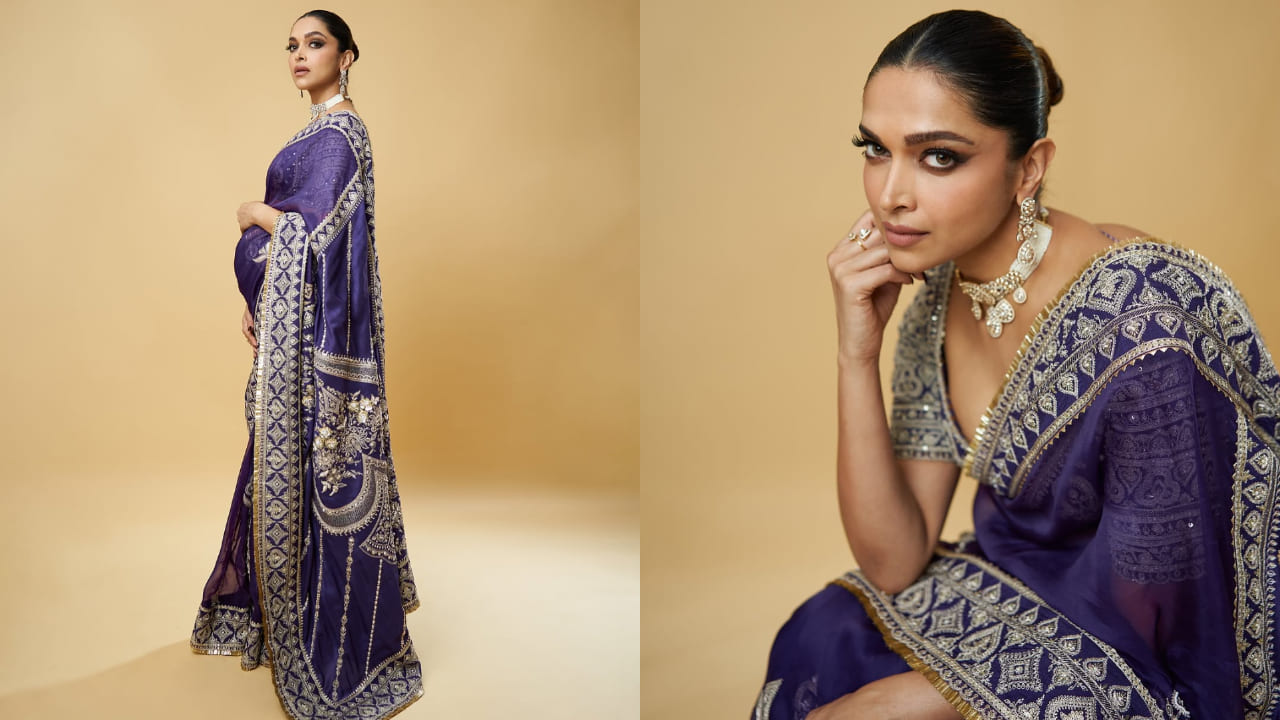 Deepika Padukone in purple saree