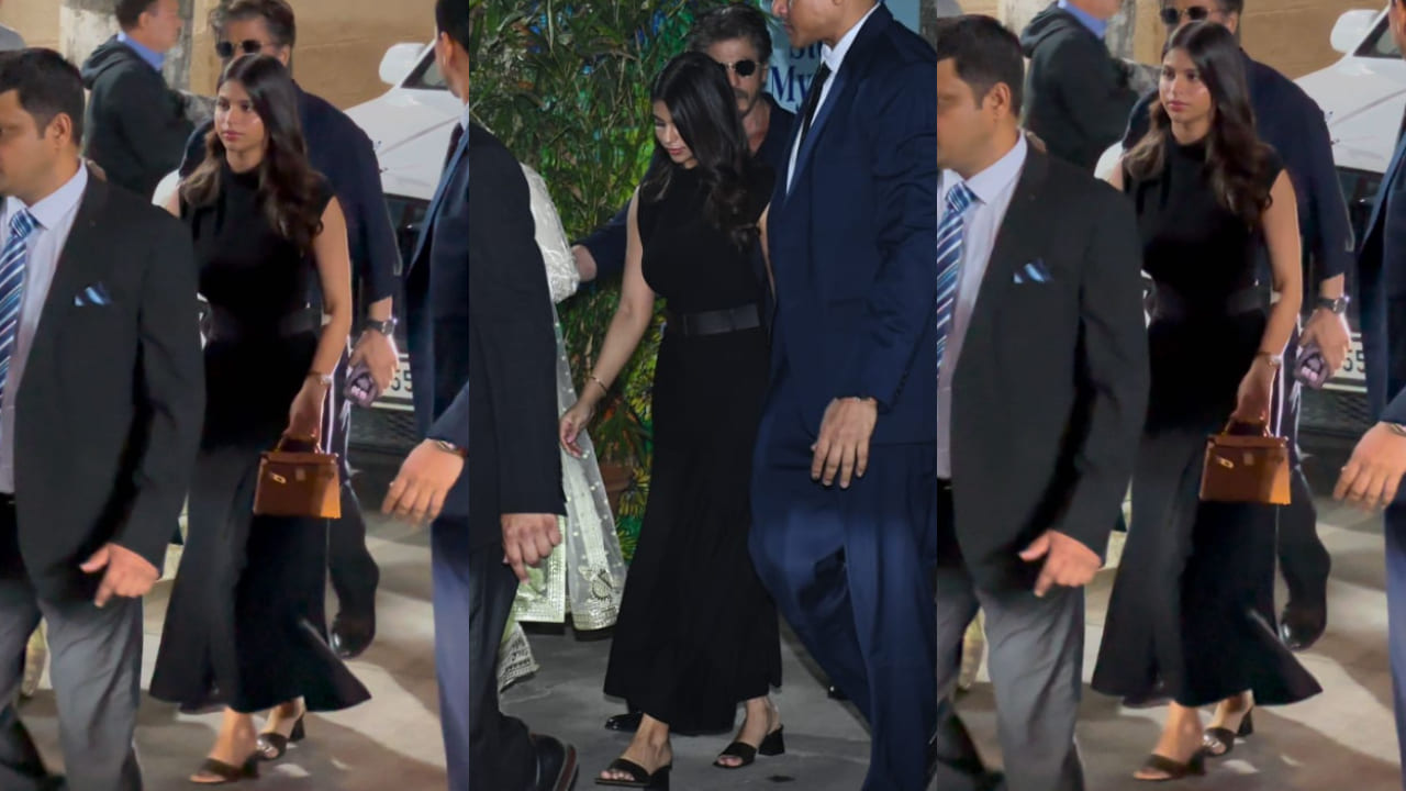 Suhana Khan exudes grace and glamor in her ankle-length black dress paired with classy brown Hermes bag