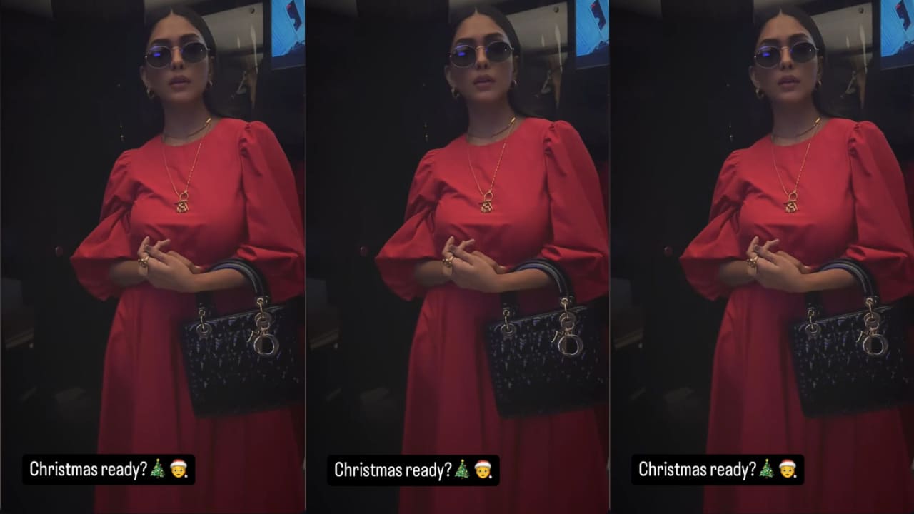 Mrunal Thakur’s fit check in red midi dress and black Dior bag is for fashionistas who want to celebrate Christmas in style 