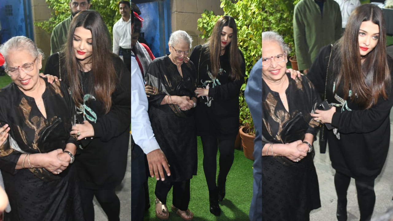  Aishwarya Rai arrived at Aaradhya’s annual function, keeping her all-black outfit streak strong. 