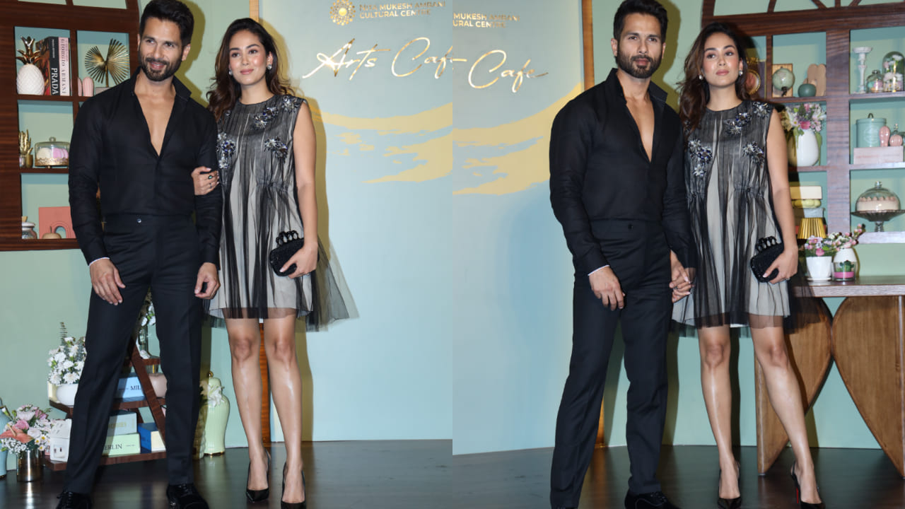 Mira Kapoor with Shahid Kapoor is killing it in the Kaelis Embellished Dress worth Rs 32K and the four-ring clutch bag 