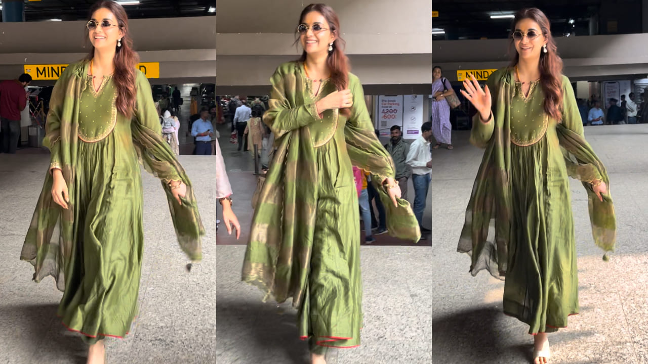 Keerthy continues to inspire fashion lovers with her latest green kurta set