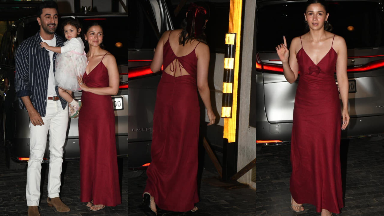 Alia Bhatt arrived at the Kapoor family’s Christmas lunch and her red slip dress is all the holiday glam we need. 