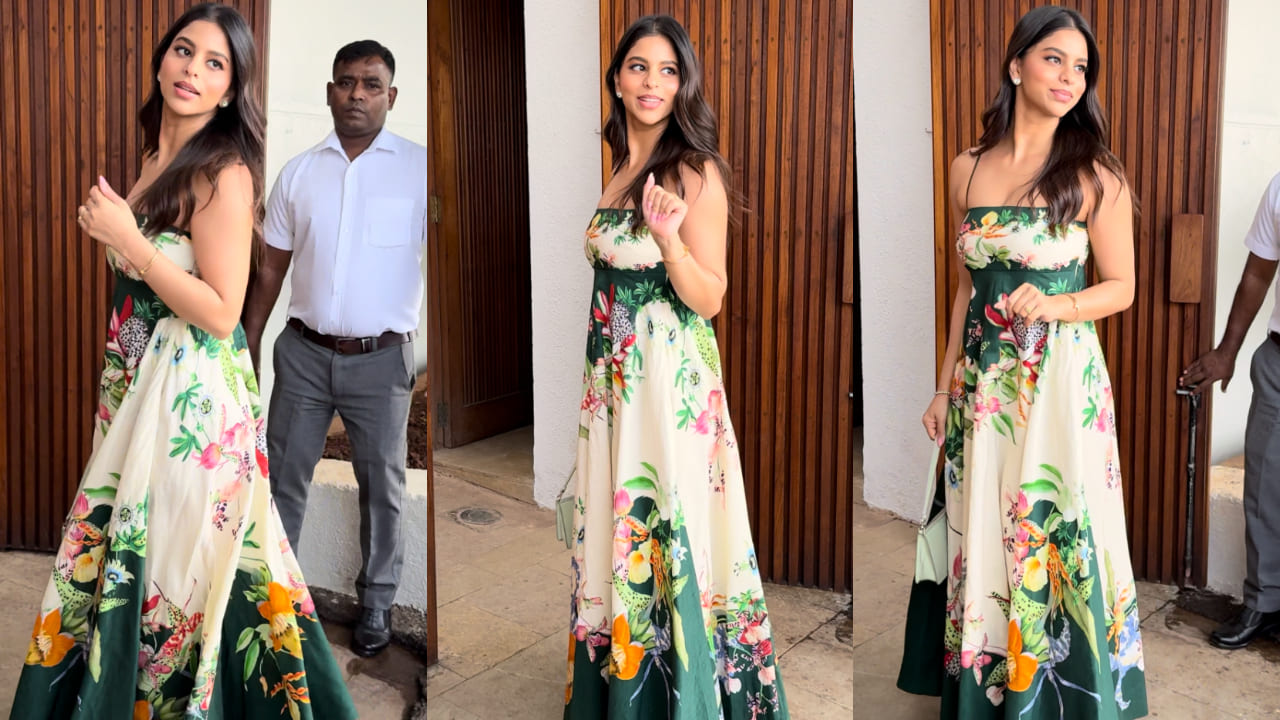 Suhana Khan arrived at Christmas brunch dressed in a green and white floral dress and it’s a refreshing treat.