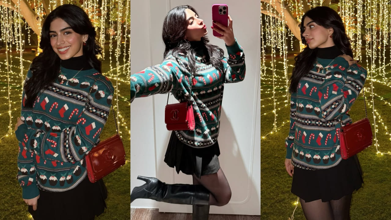 Khushi Kapoor and Vedang Raina have made matching sweaters this holiday season’s must-have look.